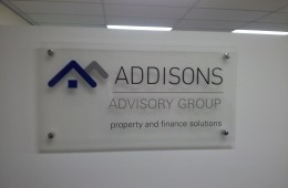 Addisons Frosted Etch Acrylic Sign with 3D and Vinyl Lettering