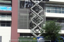Papa’s 3D Logo installed to Wire Mesh building exterior, over 5m in size