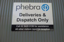 Phebra Warehouse sign