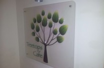 Treetops Cafe 3D sign with Brushed Aluminium Stand Offs