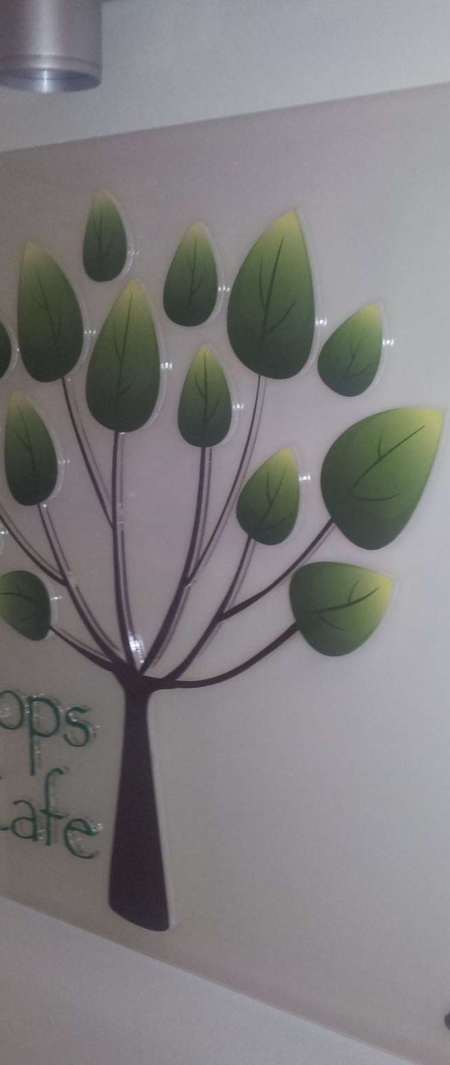 Treetops Cafe 3D sign with Brushed Aluminium Stand Offs
